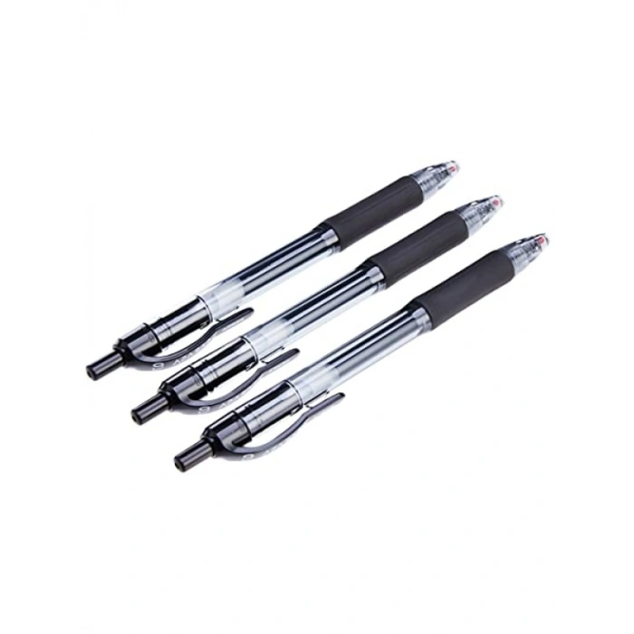 3 Adet Siyah Geri Çekilebilir Jel Tükenmez Kalem