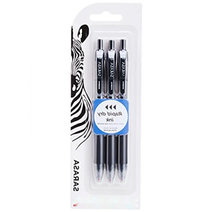 3 Adet Siyah Geri Çekilebilir Jel Tükenmez Kalem