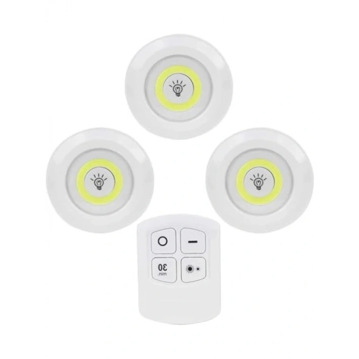 3 Adet Uzaktan Kumandalı Kablosuz LED Aydınlatma