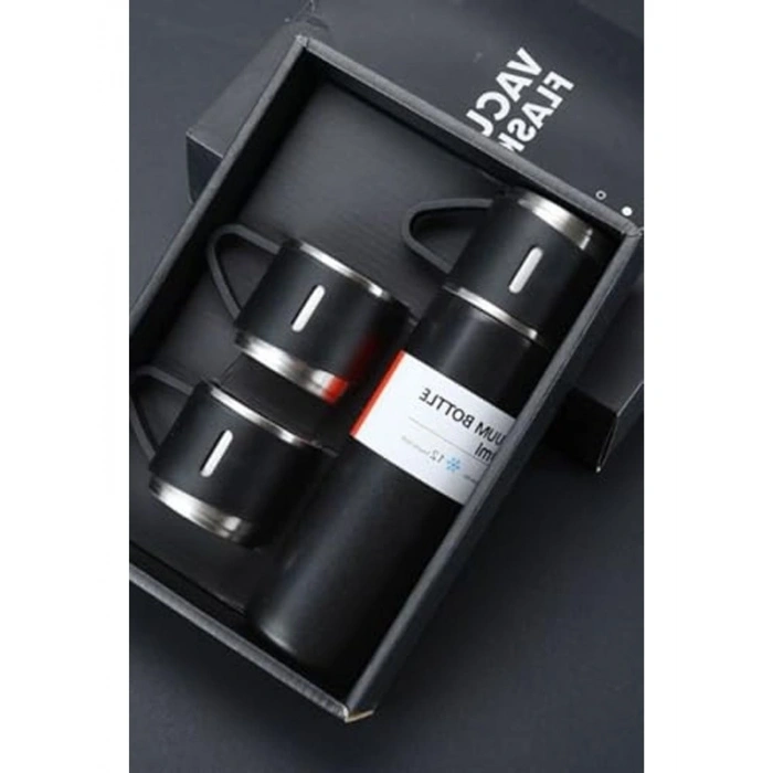 3 Bardaklı Paslanmaz Çelik Termos Seti, Özel Kutulu