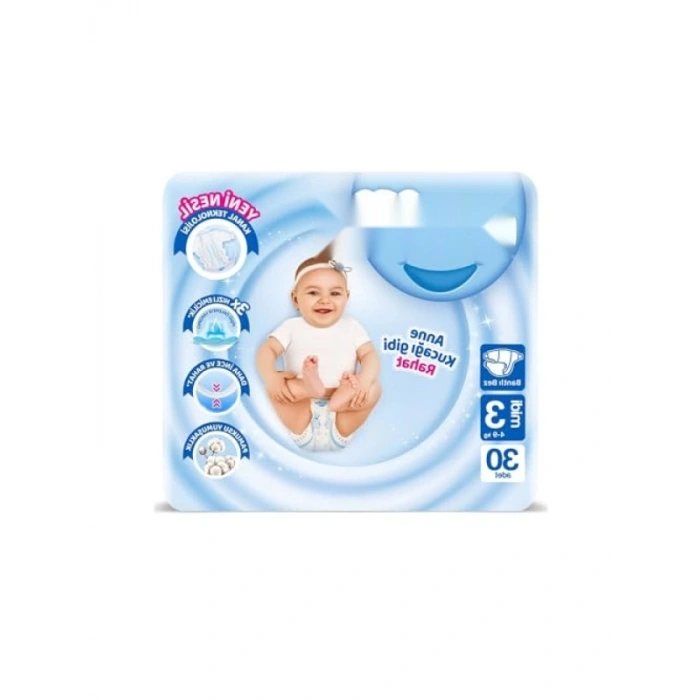 3 Beden Midi Bebek Bezi - 30 Adet