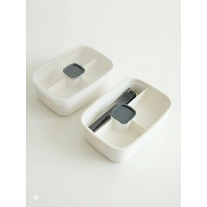 3 Bölmeli Sızdırmaz Lunch Box - Beyaz