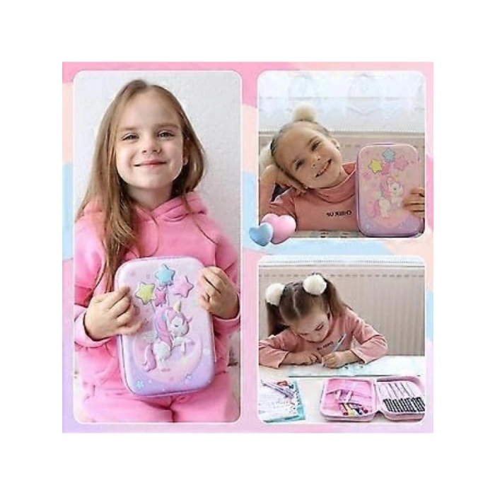 3 Boyutlu Unicorn Temalı Su Geçirmez Kalem Kutusu