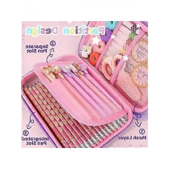 3 Boyutlu Unicorn Temalı Su Geçirmez Kalem Kutusu