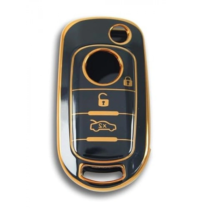 3 Butonlu Anahtar Kılıfı, Siyah-Altın Nano Kaplama