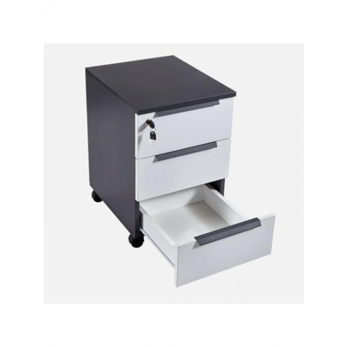 3 Çekmeceli Hareketli Keson, Antrasit/Lake Beyaz