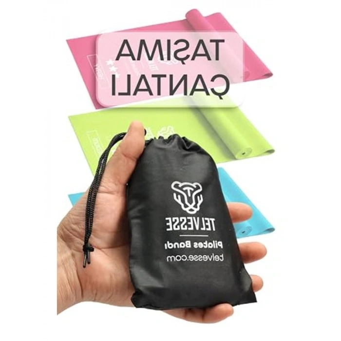 3 Farklı Direnç Bantı, Çantalı Pilates Aerobik Seti