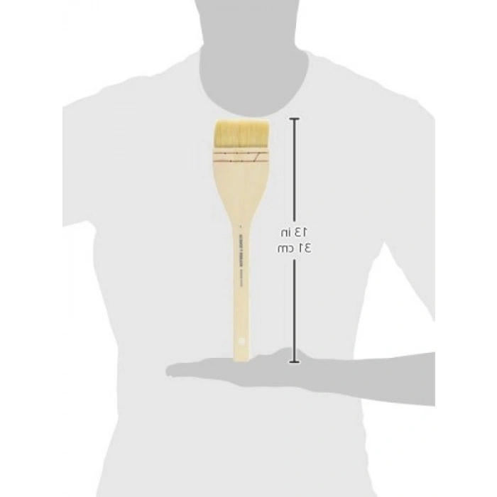 3 Geniş Düz Ahşap Saplı Fırça - Beyaz
