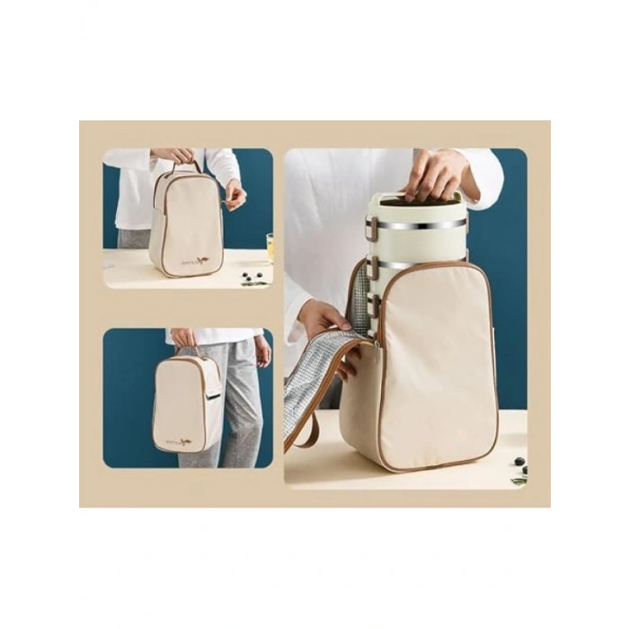 3 Gözlü Çelik Isı Yalıtımlı Yemek Kabı Seti