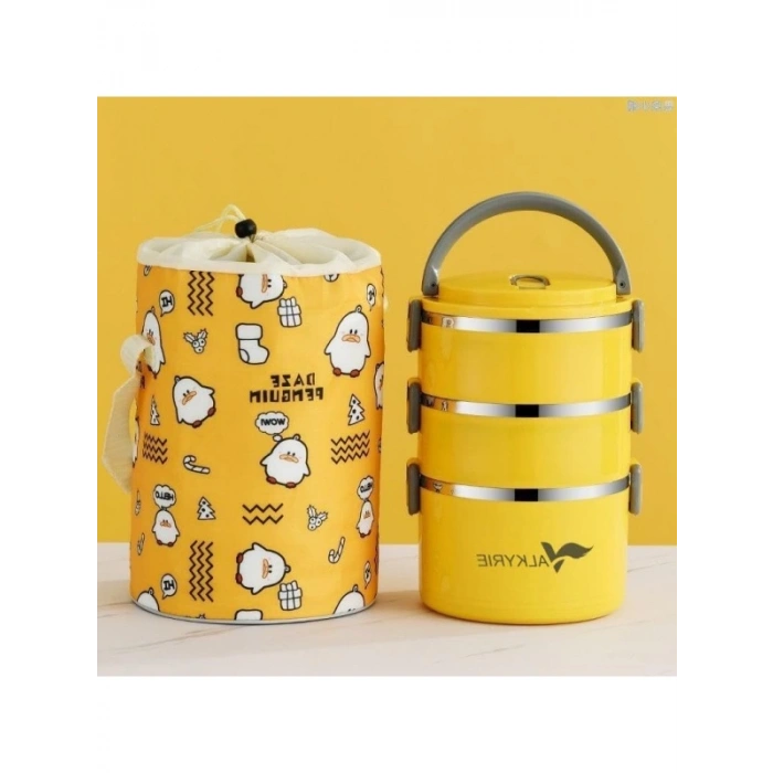 3 Gözlü Termal Bento Kutusu – Çocuklar İçin Penguen Desenli