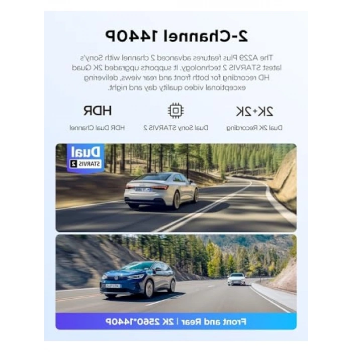 3 Kameralı Araç Kamerası - 2K Ön, İç ve Arka Kayıt