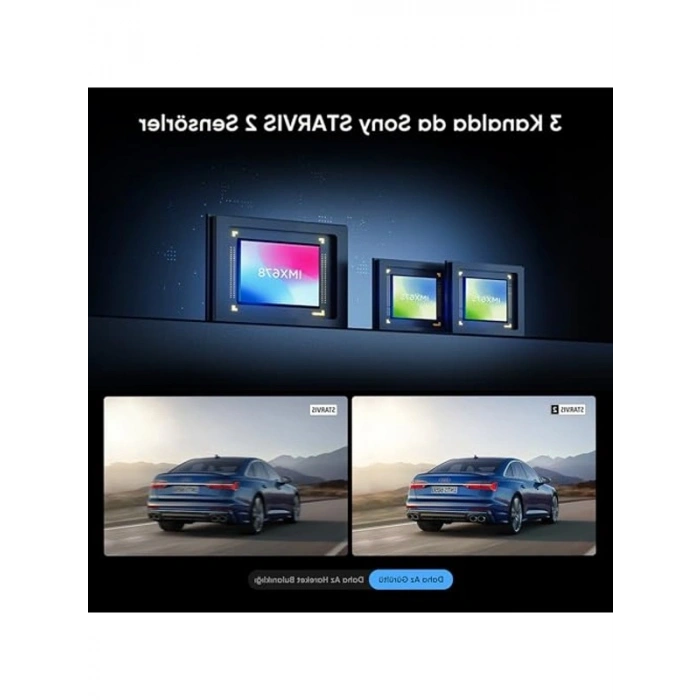 3 Kameralı Araç Kamerası, 4K+2K+2K HDR Özellikli
