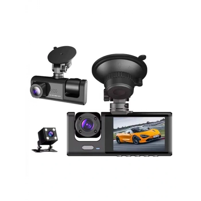 3 Kameralı Geniş Açı 1080p Araç İçi Kamera