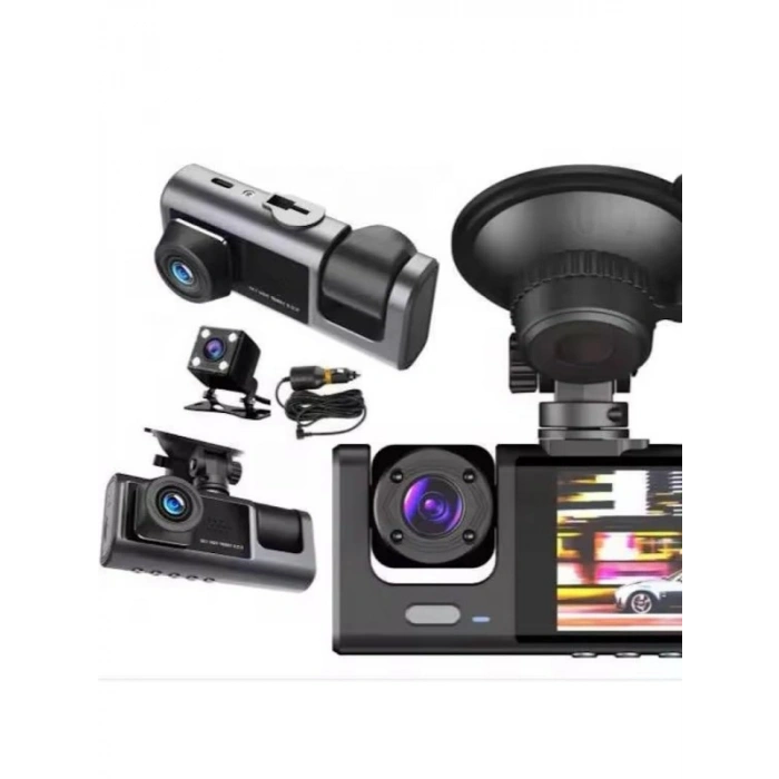 3 Kameralı Geniş Açı 1080p Araç İçi Kamera
