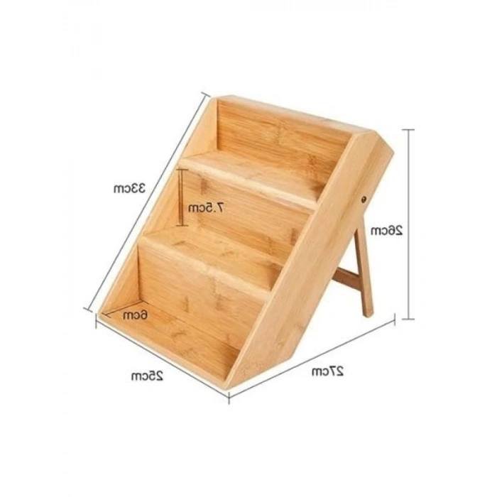 3 Katlı Katlanabilir Bambu Baharat Standı - Çekmece İçi Kullanıma Uygun