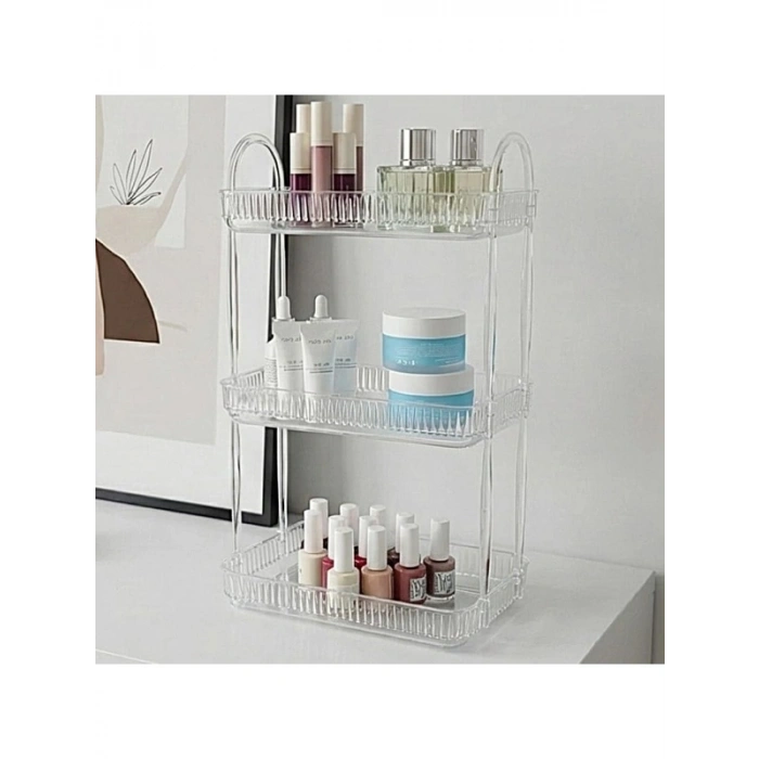3 Katlı Şeffaf Makyaj Organizeri
