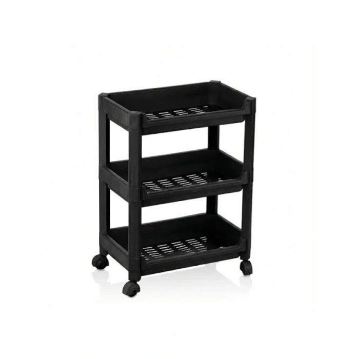 3 Katlı Tekerlekli Mini Organizer Raf - Mutfak, Banyo ve Ofis Kullanımı için