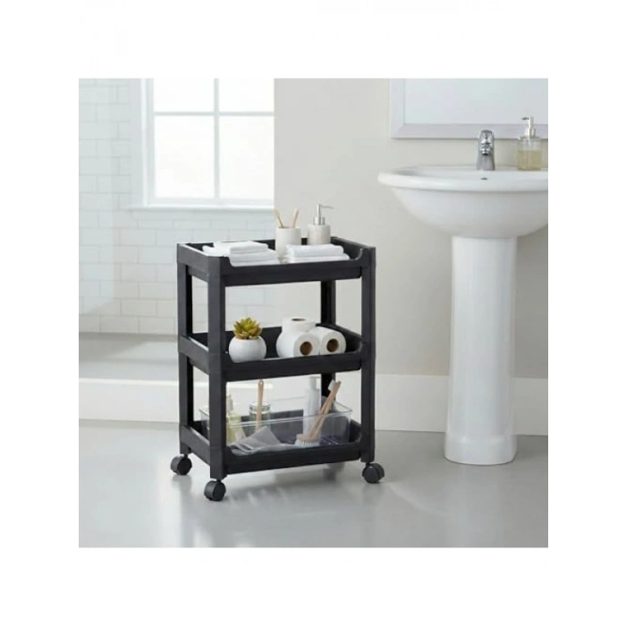 3 Katlı Tekerlekli Mini Organizer Raf - Mutfak, Banyo ve Ofis Kullanımı için