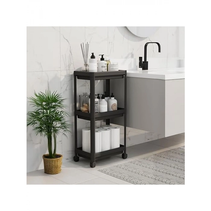 3 Katlı Tekerlekli Raf, Mutfak ve Banyo için Pratik Düzenleyici