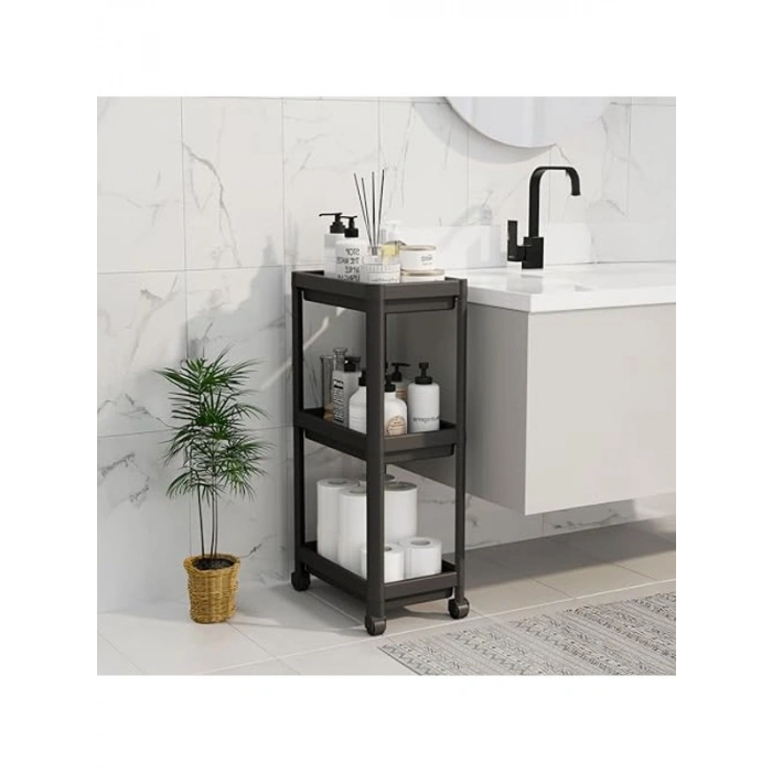 3 Katlı Tekerlekli Raf, Mutfak ve Banyo için Pratik Düzenleyici