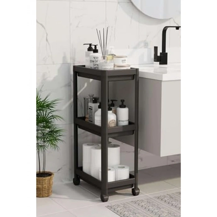 3 Katlı Tekerlekli Raf Ünitesi, Banyo ve Mutfak için Pratik Saklama Çözümü