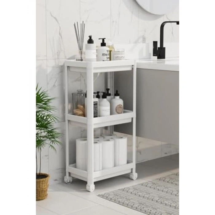 3 Katlı Tekerlekli Raf Ünitesi - Çok Amaçlı Mutfak ve Banyo Organizeri