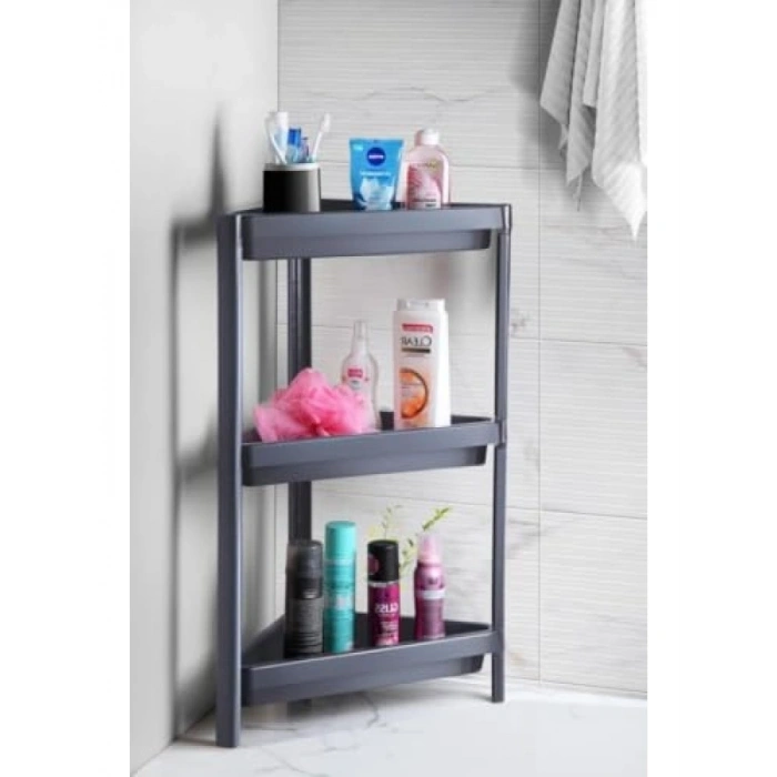 3 Katlı Üçgen Plastik Banyo ve Mutfak Rafı