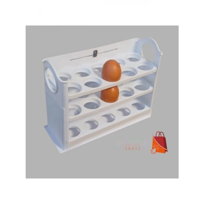 3 Katlı Yumurtalık Buzdolabı Organizeri - 30 Bölmeli