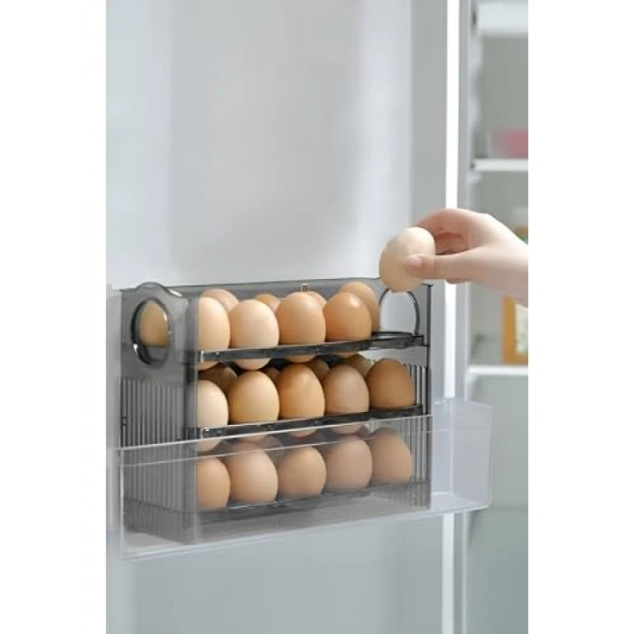 3 Katlı Yumurtalık Buzdolabı Organizeri - 30 Bölmeli