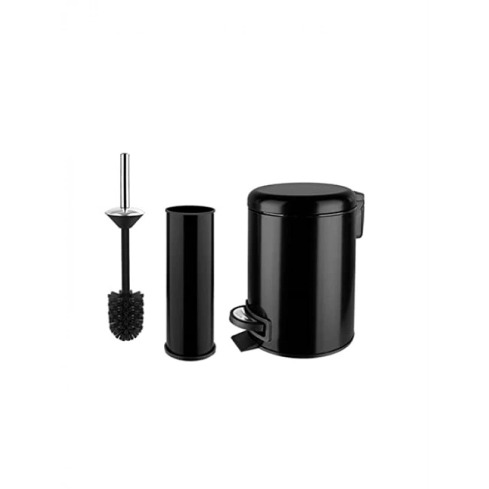 3 LT Pedallı Çöp Kovası ve Klozet Fırça Seti