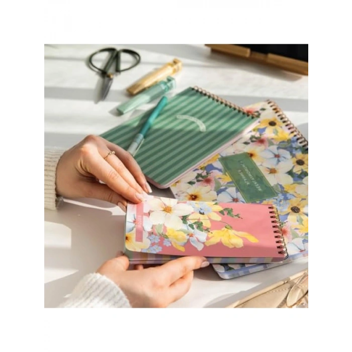 3lü A4 Masaüstü Süresiz Planlayıcı Seti – Çiçek Desenli