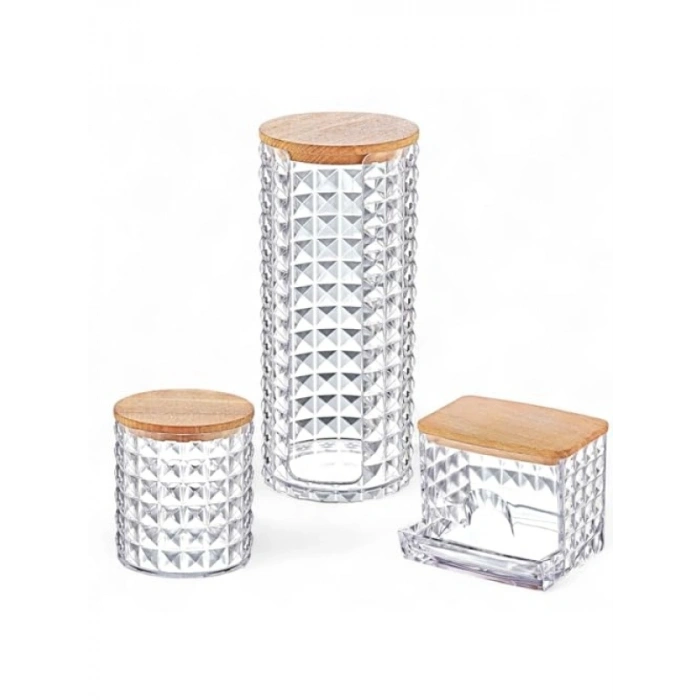 3lü Ahşap Kapaklı Organizer Set