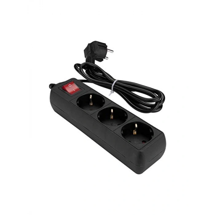 3lü Akım Koruma Kutusu - Siyah Priz 1.5m Uzunluk