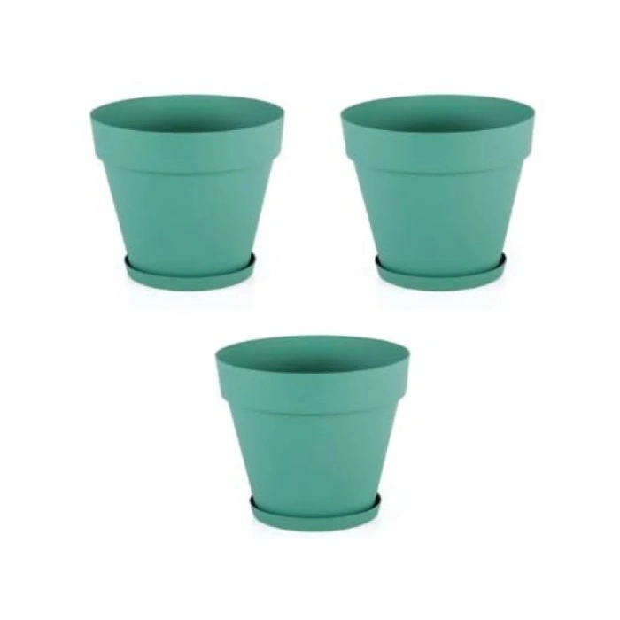 3lü Alt Sulamalı Saksı Seti - 1.7 Litre, Yeşil