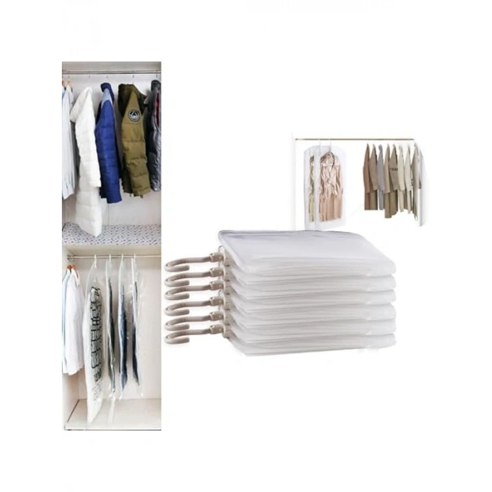 3lü askılı vakumlu elbise torbası, dolap düzenleyici