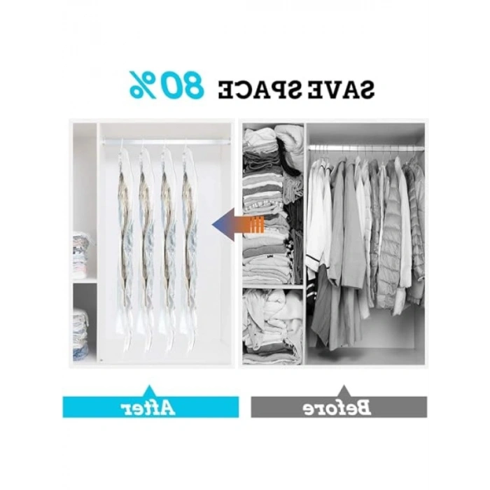 3lü Askılı Vakumlu Kıyafet Saklama Torbası - 145x70, 105x70, 90x60