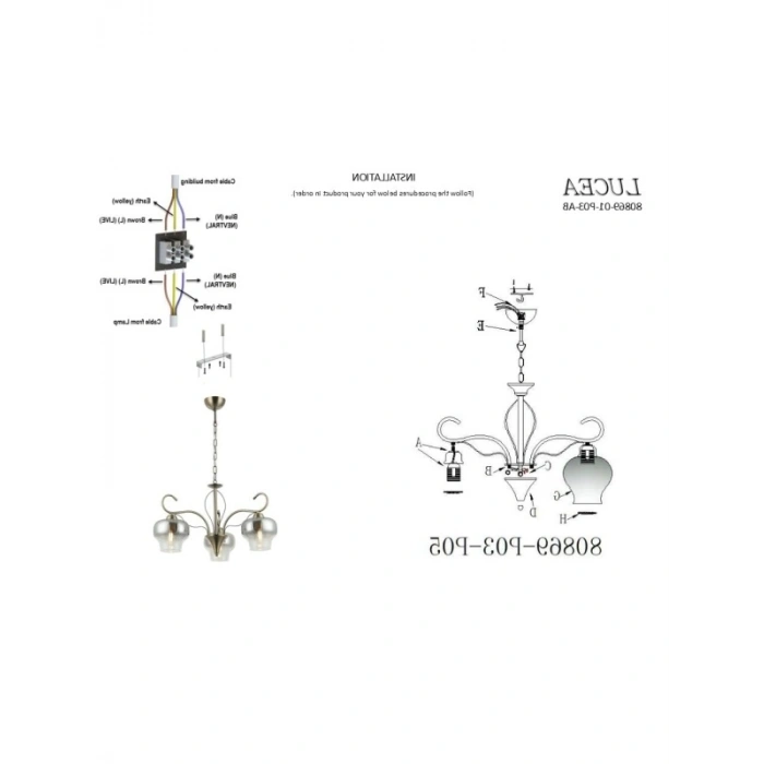 3lü Aydınlatma Avizesi, E27 Soket