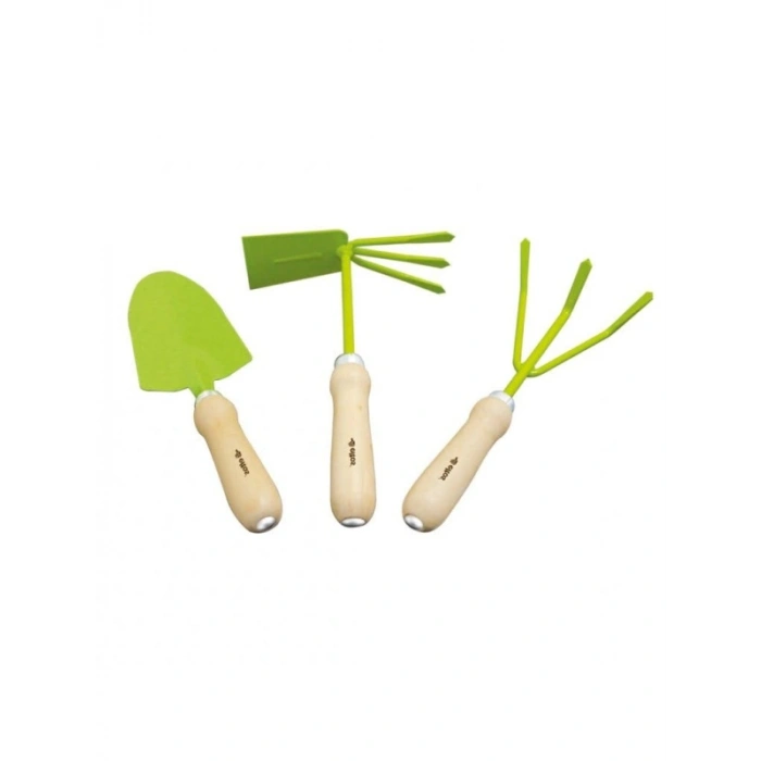 3lü Bahçe Seti, Kürek, Tırmık, Çapa, Ahşap Sap, Ergonomik Tasarım