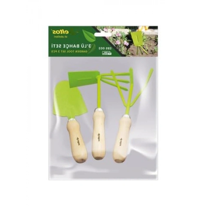 3lü Bahçe Seti, Kürek, Tırmık, Çapa, Ahşap Sap, Ergonomik Tasarım