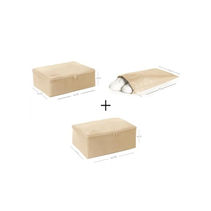 3lü Bej Renk Bavul İçi Düzenleyici Set