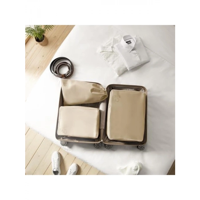3lü Bej Renk Bavul İçi Düzenleyici Set