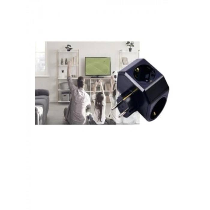 3lü Çocuk Korumalı Topraklı Fiş Priz - Siyah