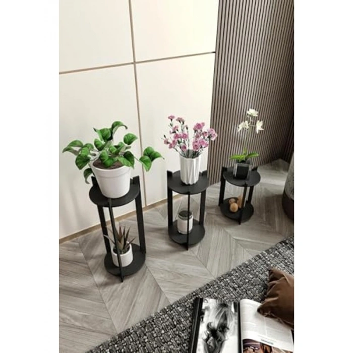 3lü Dekoratif Bitki Standı Seti, Kolay Kurulum ve Çok Katlı Tasarım