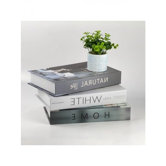 3lü Dekoratif Kutu Seti, Kitap Görünümlü, Modern Ev Dekorasyonu
