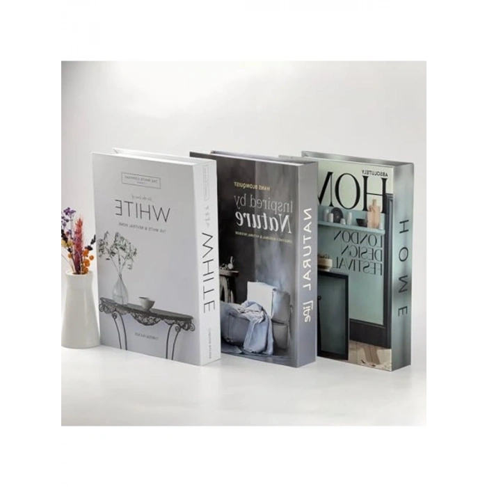 3lü Dekoratif Kutu Seti, Kitap Görünümlü, Modern Ev Dekorasyonu