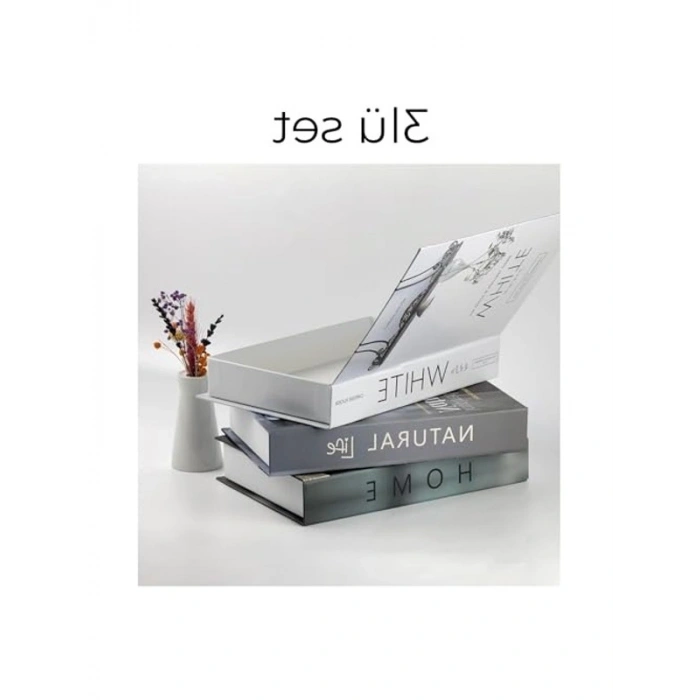 3lü Dekoratif Kutu Seti, Kitap Görünümlü, Modern Ev Dekorasyonu