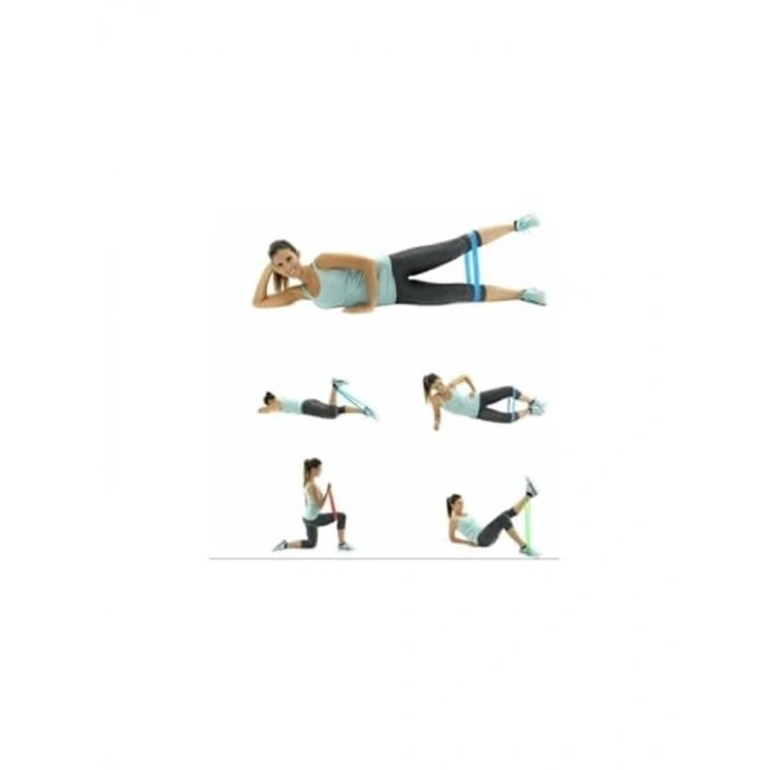 3lü Direnç Bandı Seti, Pilates ve Aerobik İçin Mavi ve Orta Sertlik