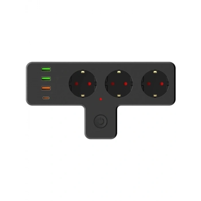 3lü Duvar Priz, Termal Akım Korumalı ve USB Girişli Tasarım