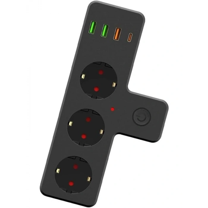 3lü Duvar Priz, Termal Akım Korumalı ve USB Girişli Tasarım