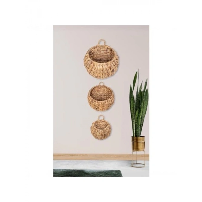 3lü El Yapımı Doğal Hasır Dekoratif Set